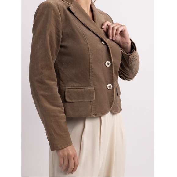 Gene Meyer Vintage Taupe Velvet Blazer Women’s 10 Luxury Business Casual Jacket - Picture 3 of 12